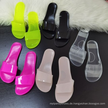 Sommerschuppen PVC Frauen klare Geleeschuhe Neon Farbe Frauen Sandalen bequem transparent Jelly Slipper European Style